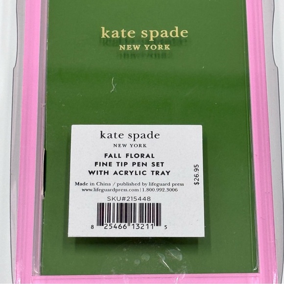 NWT kate spade Fall Floral Fine Tip Pen Set with Acrylic Tray Set of 3 - Picture 3 of 3